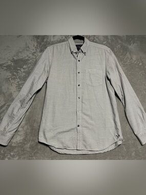 American Eagle Slim Fit Button Down Shirt Men’s Medium Black White Stripe Cotton